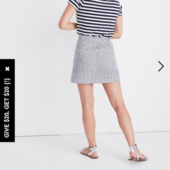 Madewell Stretch A-Line Mini Skirt in Navy Stripe size 6 - Picture 11 of 12